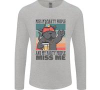 Divertente Gatto Mi Mancano I Miei Amici Alcol Birra Uomo Manica Lunga T-Shirt