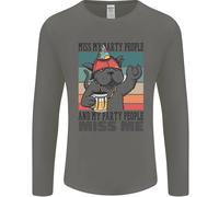 Divertente Gatto Mi Mancano I Miei Amici Alcol Birra Uomo Manica Lunga T-Shirt