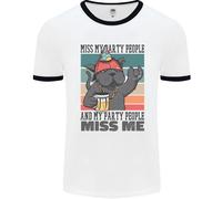 Divertente Gatto Mi Mancano I Miei Amici Alcol Birra Uomo Ringer T-Shirt