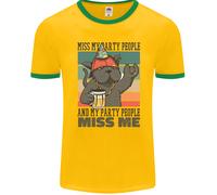 Divertente Gatto Mi Mancano I Miei Amici Alcol Birra Uomo Ringer T-Shirt FotL