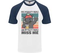 Divertente Gatto Mi Mancano I Miei Amici Alcol Birra Uomo S/S Maglietta Baseball
