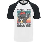 Divertente Gatto Mi Mancano I Miei Amici Alcol Birra Uomo S/S Maglietta Baseball