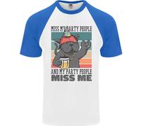 Divertente Gatto Mi Mancano I Miei Amici Alcol Birra Uomo S/S Maglietta Baseball