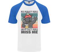 Divertente Gatto Miss My Party People Alcol Birra DA UOMO S/S Baseball T-Shirt
