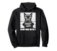 Divertente Gatto Mugshot Catnip Made Me Do It Design Felpa con Cappuccio