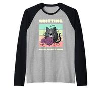 Divertente Gatto Nero Accogliente omicidio mistero Lavoro a Maglia perché Maglia con Maniche Raglan