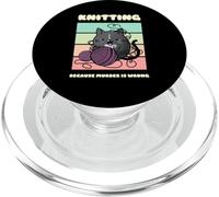 Divertente gatto nero accogliente omicidio mistero lavoro a maglia perché PopSockets PopGrip per MagSafe