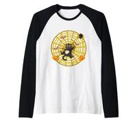 Divertente Gatto Nero aggrovigliato nel Web Maglia con Maniche Raglan