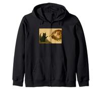 Divertente Gatto Nero Che raggiunge la Zampa Art Meme Regalo Felpa con Cappuccio