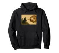 Divertente Gatto Nero Che raggiunge la Zampa Art Meme Regalo Felpa con Cappuccio