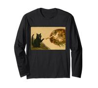 Divertente Gatto Nero Che raggiunge la Zampa Art Meme Regalo Maglia a Manica