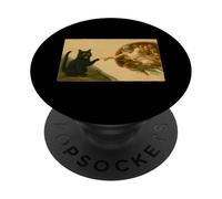 Divertente gatto nero che raggiunge la zampa Art Meme regalo PopSockets PopGrip Adesivo