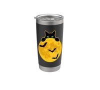 Divertente gatto nero che scruta sulla luna Bicchiere termico in acciaio inox doppia parete