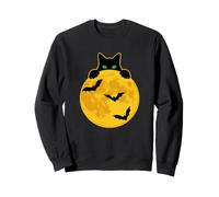 Divertente Gatto Nero Che scruta sulla Luna Felpa
