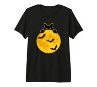 Divertente Gatto Nero Che scruta sulla Luna Maglietta Premium