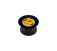 Divertente gatto nero che scruta sulla luna PopSockets PopGrip Adesivo