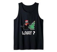 Divertente Gatto Nero Che Spinge L'Albero di Natale sopra Il Gatto Cosa? Canotta