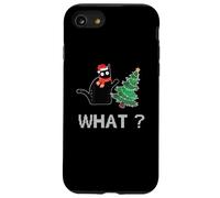 Divertente gatto nero che spinge l'albero di Natale sopra il gatto Cosa? Custodia per iPhone SE (2020) / 7/8