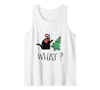 Divertente Gatto Nero Che Spinge L'Albero di Natale sopra Il Gatto di Natale Canotta