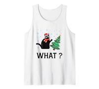 Divertente Gatto Nero Che Spinge L'Albero di Natale sopra Il Gatto di Natale Canotta