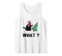 Divertente Gatto Nero Che Spinge L'Albero di Natale sopra Il Gatto di Natale Canotta