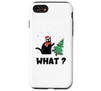Divertente gatto nero che spinge l'albero di Natale sopra il gatto di Natale Custodia per iPhone SE (2020) / 7/8