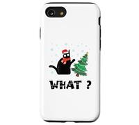 Divertente gatto nero che spinge l'albero di Natale sopra il gatto di Natale Custodia per iPhone SE (2020) / 7/8