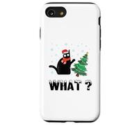 Divertente gatto nero che spinge l'albero di Natale sopra il gatto di Natale Custodia per iPhone SE (2020) / 7/8