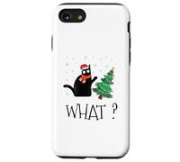 Divertente gatto nero che spinge l'albero di Natale sopra il gatto di Natale Custodia per iPhone SE (2020) / 7/8