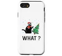 Divertente gatto nero che spinge l'albero di Natale sopra il gatto di Natale Custodia per iPhone SE (2020) / 7/8