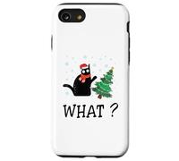 Divertente gatto nero che spinge l'albero di Natale sopra il gatto di Natale Custodia per iPhone SE (2020) / 7/8