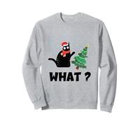 Divertente Gatto Nero Che Spinge L'Albero di Natale sopra Il Gatto di Natale Felpa