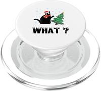 Divertente gatto nero che spinge l'albero di Natale sopra il gatto di Natale PopSockets PopGrip per MagSafe