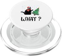 Divertente gatto nero che spinge l'albero di Natale sopra il gatto di Natale PopSockets PopGrip per MagSafe