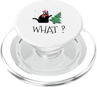 Divertente gatto nero che spinge l'albero di Natale sopra il gatto di Natale PopSockets PopGrip per MagSafe