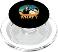 Divertente gatto nero che spinge pupazzo di neve camicia retrò vintage gatto cosa PopSockets PopGrip per MagSafe