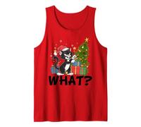 Divertente Gatto Nero Kawaii Che Spinge L'Albero di Natale sopra Il Gatto Cosa? Canotta
