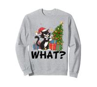 Divertente Gatto Nero Kawaii Che Spinge L'Albero di Natale sopra Il Gatto Cosa? Felpa