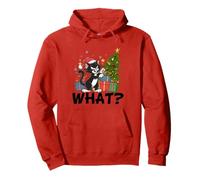 Divertente Gatto Nero Kawaii Che Spinge L'Albero di Natale sopra Il Gatto Cosa? Felpa con Cappuccio
