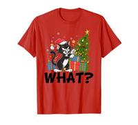 Divertente gatto nero Kawaii che spinge l'albero di Natale sopra il gatto Cosa? Maglietta