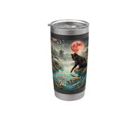 Divertente gatto nero Koi Stagno giapponese Sakura Red Moon Cat Lover Bicchiere termico in acciaio inox doppia parete