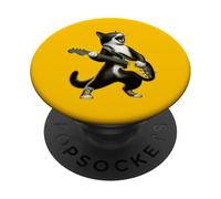 Divertente gatto nero rock and roll che suona la chitarra per uomini e donne PopSockets PopGrip Adesivo