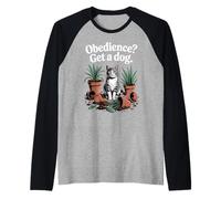 Divertente gatto obbedienza ottenere un cane gatti Maglia con Maniche Raglan