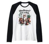 Divertente gatto obbedienza ottenere un cane gatti Maglia con Maniche Raglan