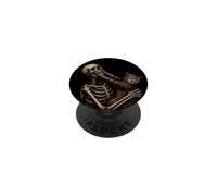 Divertente gatto odio scheletro occhi gotico scuro umorismo arte PopSockets PopGrip Adesivo