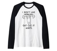 Divertente gatto pigro allenamento umorismo per gli odiatori di esercizi e fan degli animali domestici Maglia con Maniche Raglan