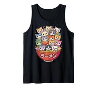 Divertente Gatto Ramen Bunch of Cats Kawaii Anime Cat Canotta