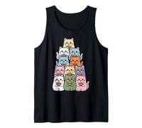 Divertente Gatto Ramen Bunch of Cats Kawaii Anime Cat Canotta