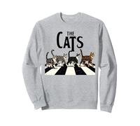 Divertente Gatto retrò Che attraversa la Musica di Strada Amante Gatto Arte Vintage Felpa