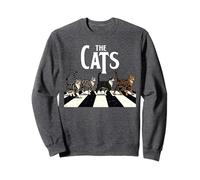 Divertente Gatto retrò Che attraversa la Musica di Strada Amante Gatto Arte Vintage Felpa